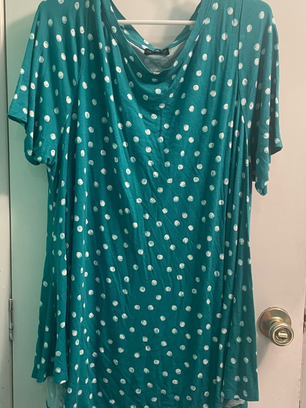 Lane Bryant Teal Polka Dot Short Sleeve swing Tunic